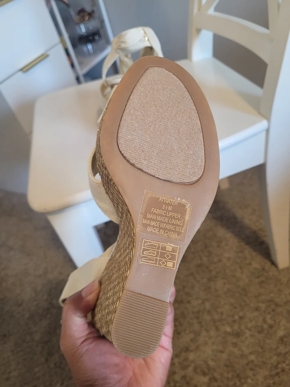 JustFab Cream Espadrille Wedge Sandals